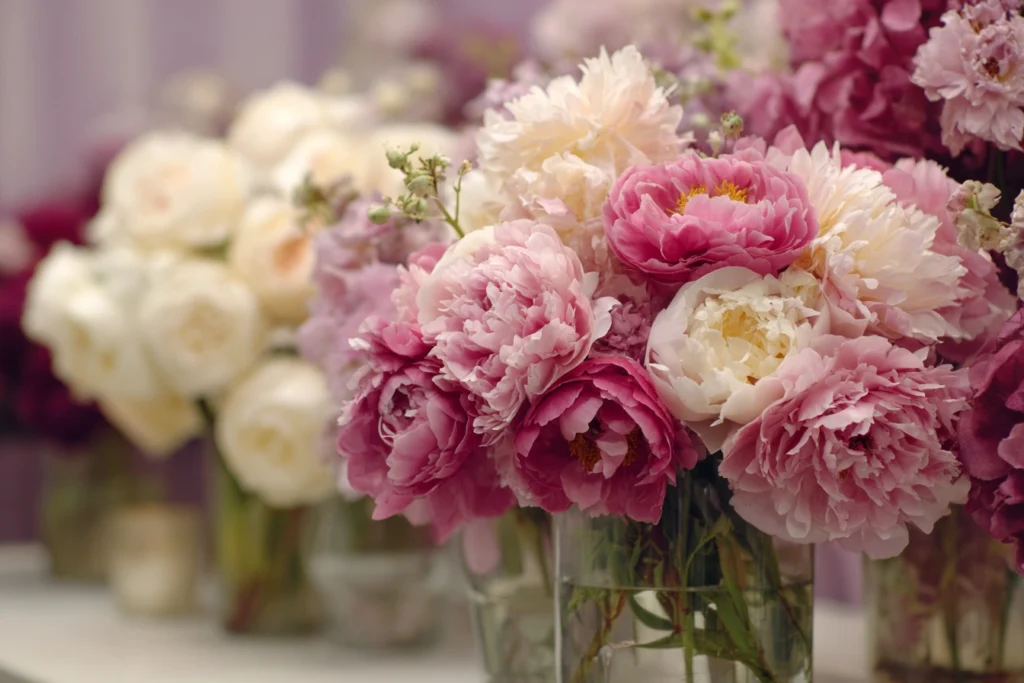 Flower arrangements with peonies